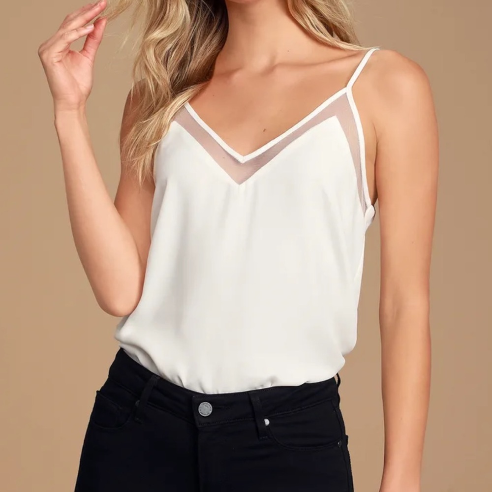 Lulu’s White Mesh Lightweight Tank Top